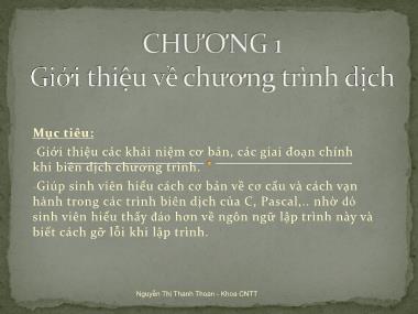 Giáo trình Chương trình dịch - Nguyễn Thị Thanh Thoan