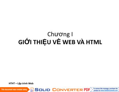 Giáo trình Lập trình Web - Chương 1: Giới thiệu về Web và HTML