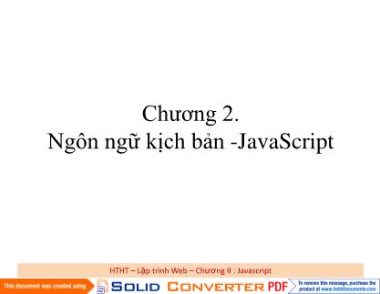 Giáo trình Lập trình Web - Chương 2: Ngôn ngữ kịch bản-Javascript