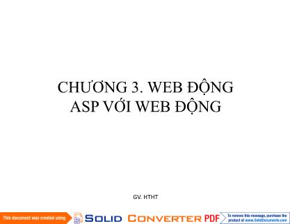 Giáo trình Lập trình Web - Chương 3: Web động Asp với Web động