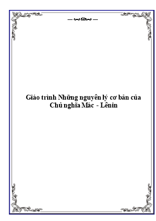 Giáo trình môn Những nguyên lý cơ bản của Chủ nghĩa Mác-Lênin