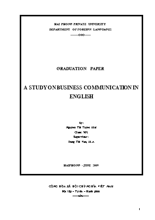 Khóa luận A study on Business Communication in English - Nguyễn Thị Tuyết Mai
