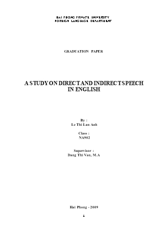 Khóa luận A study on direct and indirect speech in English