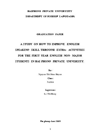 Khóa luận A study on how to improve English speaking skill through extra-Activities for the first year english non- major students in hai phong private university
