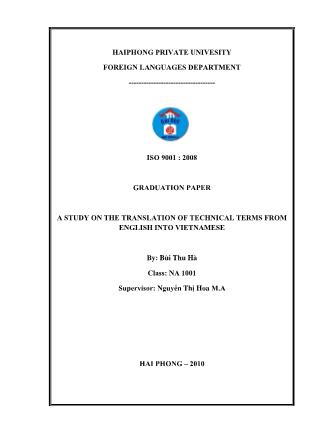 Khóa luận A study on the translation of technical terms from english into Vietnamese