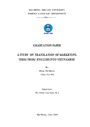 Khóa luận A study on translation of marketing term from english into Vietnamese