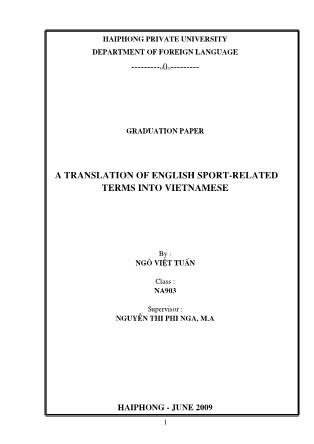 Khóa luận A translation of english sport-Related terms into Vietnamese