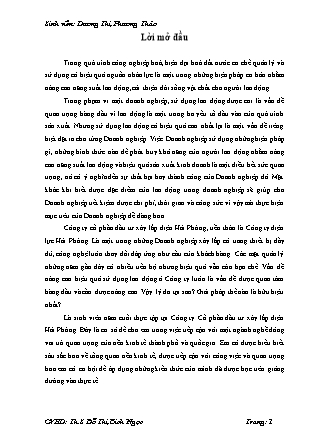 Khóa luận Biện pháp nâng cao hiệu quả sử dụng nguồn nhân lực tại Công ty cổ phần đầu tư xây lắp điện Hải Phòng - Dương Thị Phương Thảo