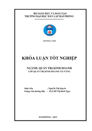 Khóa luận Biện pháp thúc đẩy tiêu thụ sản phẩm của công ty TNHH gas petrolimex Hải Phòng - Nguyễn Thị Quyên