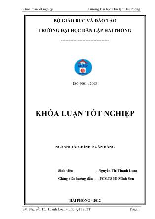 Khóa luận Các biện pháp phòng ngừa và hạn chế rủi ro tín dụng tại ngân hàng thương mại cổ phần quân đội-Chi nhánh Bắc Hải - Nguyễn Thị Thanh Loan