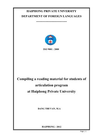 Khóa luận Compiling a reading material for students of articulation program at Haiphong Private University