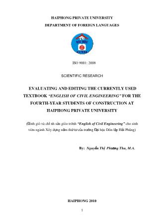Khóa luận Evaluating and editing the currently used textbook “english of civil engineering” for the fourth-Year students of construction at Haiphong private university