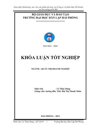 Khóa luận Giải pháp Marketing-Mix cho sản phẩm dệt may của Công ty cổ phần May Hồ Gươm tại thị trường miền Bắc