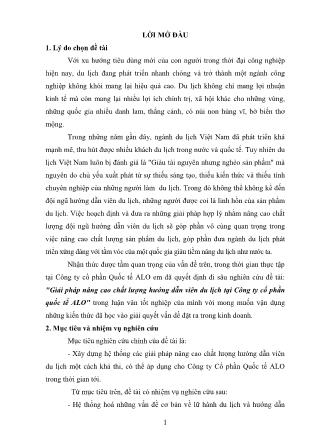 Khóa luận Giải pháp nâng cao chất lượng hướng dẫn viên du lịch tại Công ty cổ phần quốc tế ALO