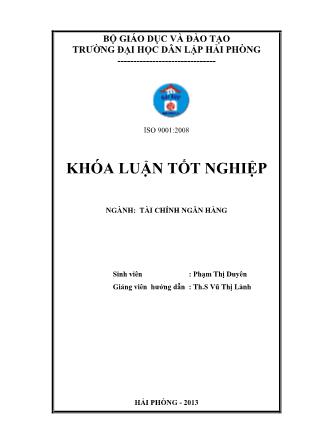 Khóa luận Giải pháp nâng cao hiệu quả huy động vốn tiền gửi tại ngân hàng nông nghiệp và phát triển nông thôn Việt Nam-Chi nhánh Vàm Láng Hải Phòng