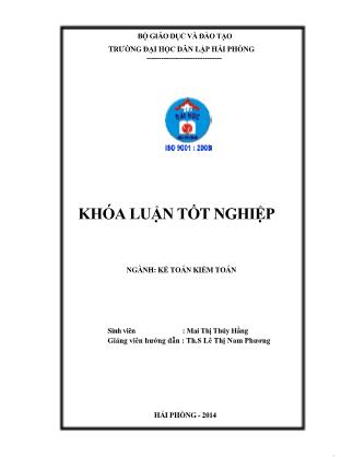 Khóa luận Hạch toán kế toán vốn bằng tiền tại công ty Cổ Phần Việt Xô - Lê Anh Đức - Mai Thị Thúy Hằng