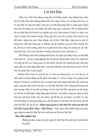 Khóa luận Hiện trạng quản lý chất thải rắn sinh hoạt thị trấn Núi Đối, huyện Kiến Thụy-Hải Phòng
