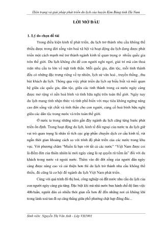 Khóa luận Hiện trạng và giải pháp phát triển du lịch của huyện Kim Bảng tỉnh Hà Nam