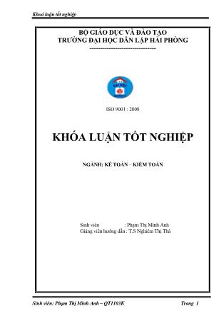 Khóa luận Hoàn thiện công tác kế toán doanh thu, chi phí và xác định kết quả kinh doanh tại xí nghiệp 583-Công ty Sông Hồng - Phạm Thị Minh Anh