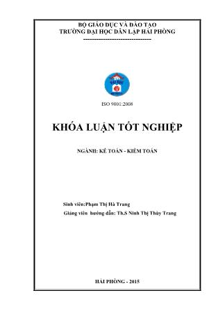 Khóa luận Hoàn thiện công tác kế toán doanh thu, chi phí và xác định kết quả kinh doanh tại công ty tnhh một thanh viên khai thác công trình thủy lợi An Hải - Phạm Thị Hà Trang