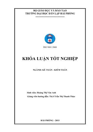 Khóa luận Hoàn thiện công tác kế toán doanh thu, chi phí và xác định kết quả kinh doanh tại công ty TNHH MTV Xi măng Vicem Hải Phòng