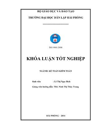 Khóa luận Hoàn thiện công tác kế toán doanh thu-Chi phí và xác định kết quả kinh doanh tại công ty trách nhiệm hữu hạn Ngọc Thái - Lê Thị Ngọc Bích