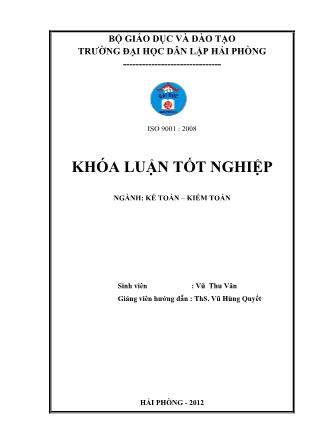 Khóa luận Hoàn thiện công tác kế toán doanh thu, chi phí và xác định kết quả kinh doanh tại công ty TNHH Tân Bình - Vũ Thu Vân