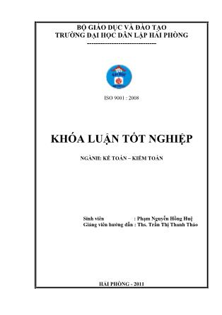 Khóa luận Hoàn thiện công tác kế toán doanh thu, chi phí và xác định kết quả kinh doanh tại công ty cổ phần sản xuất và kinh doanh kim khí - Phạm Nguyễn Hồng Huệ