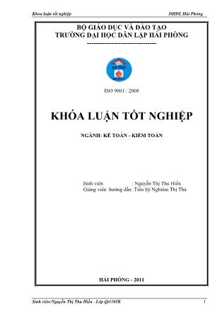 Khóa luận Hoàn thiện công tác kế toán doanh thu chi phí và xác định kinh doanh tại công ty cổ phần cơ khí Đức Xá - Nguyễn Thị Thu Hiền