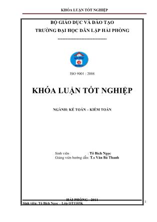 Khóa luận Hoàn thiện công tác kế toán doanh thu và xác định kết quả kinh doanh tại công ty cổ phần than Hà Lầm-Vinacomin - Tô Bích Ngọc