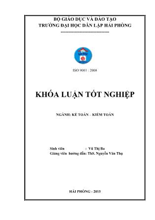 Khóa luận Hoàn thiện công tác kế toán hàng hóa tại công ty tnhh thương mại dịch vụ Toàn Thắng - Vũ Thị Ba