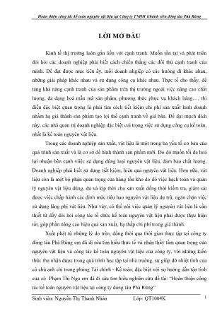 Khóa luận Hoàn thiện công tác kế toán nguyên vật liệu tại Công ty TNHH 1 thành viên đóng tàu Phà Rừng
