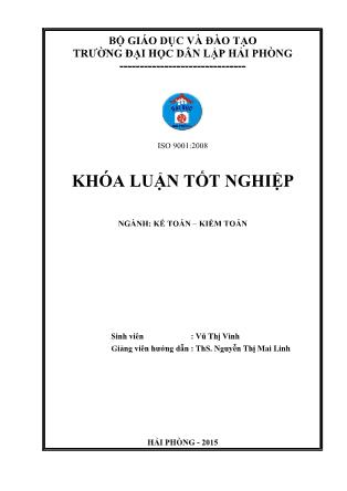 Khóa luận Hoàn thiện công tác kế toán nguyên vật liệu tại công ty cổ phần vận tải Hợp Thành - Vũ Thị Vinh