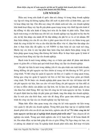Khóa luận Hoàn thiện công tác kế toán nguyên vật liệu tại Xí nghiệp kinh doanh phát triển nhà-Công ty kinh doanh nhà Hải Phòng