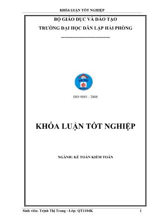 Khóa luận Hoàn thiện công tác kế toán nguyên vật liệu tại xí nghiệp địa chất Đông Triều - Trịnh Thị Trang