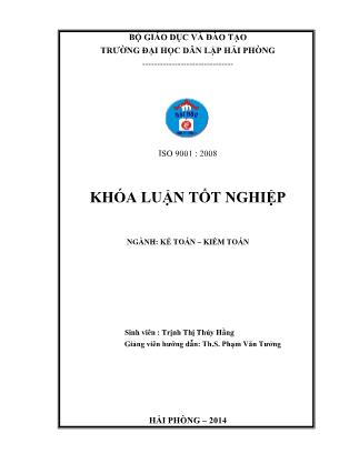 Khóa luận Hoàn thiện công tác kế toán vốn bằng tiền tại công ty cổ phần tư vấn đầu tư Việt Úc - Trịnh Thị Thúy Hằng