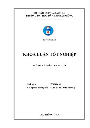 Khóa luận Hoàn thiện công tác kế toán vốn bằng tiền tại công ty cổ phần công trình giao thông Hải Phòng - Vũ Đức Vũ