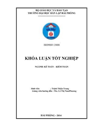 Khóa luận Hoàn thiện công tác kế toán vốn bằng tiền tại công ty TNHH Đức Tài - Trịnh Thiên Trang