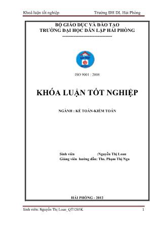 Khóa luận Hoàn thiện công tác kế toán vốn bằng tiền tại công ty TNHH MTV vận tải biển Nam Triệu - Nguyễn Thị Loan