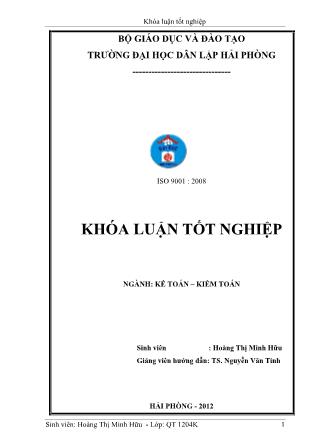 Khóa luận Hoàn thiện công tác kế toán vốn bằng tiền tại công ty TNHH Dae Hyun Vina - Hoàng Thị Minh Hữu