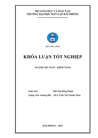 Khóa luận Hoàn thiện công tác kiểm toán khoản mục tscđ hữu hình trong kiểm toán bctc do công ty tnhh kiểm toán Việt Anh-Chi nhánh Hải Phòng thực hiện