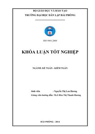 Khóa luận Hoàn thiện công tác lập và phân tích bảng cân đối kế toán tại công ty TNHH thương mại Trang Việt - Nguyễn Thị Lan Hương