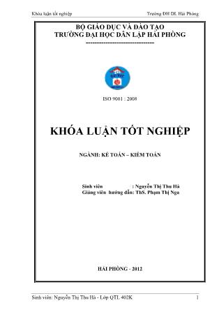 Khóa luận Hoàn thiện công tác lập và phân tích Báo cáo kết quả kinh doanh tại công ty TNHH Hải Đăng