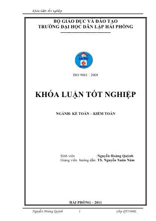 Khóa luận Hoàn thiện công tác tổ chức kế toán nguyên liệu, vật liệu tại Công ty Cổ phần Việt Thịnh - Nguyễn Hoàng Quỳnh