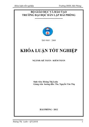 Khóa luận Hoàn thiện tổ chức công tác kế toán doanh thu, chi phí và xác định kết quả kinh doanh tại công ty cổ phần Tân Thế Huynh - Hoàng Thị Luân