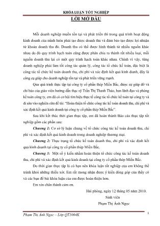 Khóa luận Hoàn thiện tố chức công tác kế toán doanh thu, chi phí và xác định kết quả kinh doanh tại công ty cổ phần thép Miền Bắc
