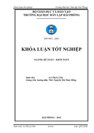 Khóa luận Hoàn thiện tổ chức công tác kế toán doanh thu, chi phí và xác định kết quả kinh doanh tại công ty cổ phần Việt Thịnh - Lê Thị Lệ Yến
