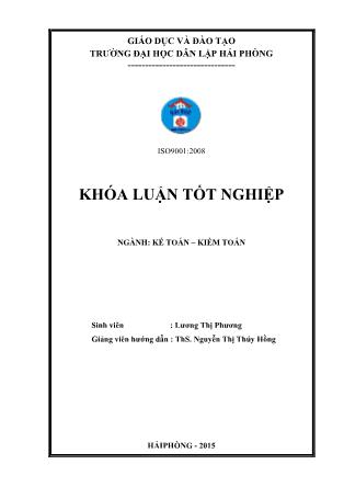 Khóa luận Hoàn thiện tổ chức công tác kế toán doanh thu, chi phí và xác định kết quả kinh doanh tại Công ty TNHH thương mại xây lắp điện nước Hồng Lĩnh - Lương Thị Phương