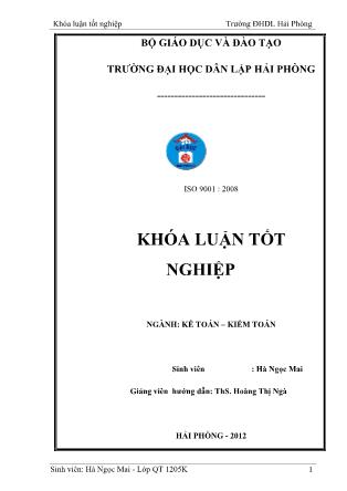 Khóa luận Hoàn thiện tổ chức công tác kế toán lập và phân tích Báo cáo kết quả hoạt động kinh doanh tại công ty cổ phần thiết bị vật tư y tế Thanh Hóa - Hà Ngọc Mai