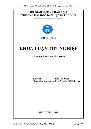 Khóa luận Hoàn thiện tổ chức công tác kế toán nguyên vật liệu tại công ty TNHH một thành viên phân đạm và hoá chất Hà Bắc